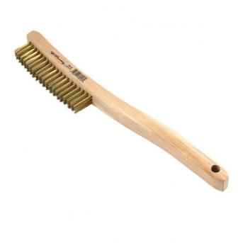 SCRATCH BRUSH WITH LONG HANDLE, BRASS, 3 x 19 ROWS