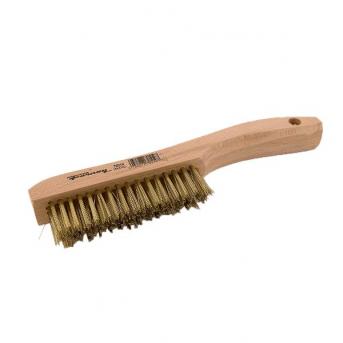 SCRATCH BRUSH WITH SHOE HANDLE, BRASS, 4 x 16 ROWS