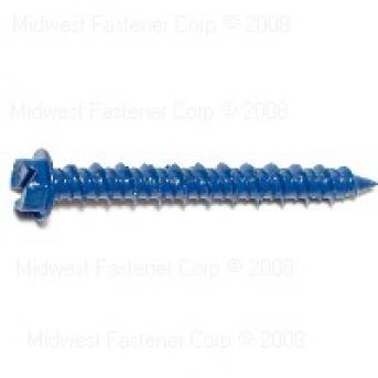 SLOTTED HEX MASONRY SCREWS 3/16 X 1-3/4 BLUE RUSPERT