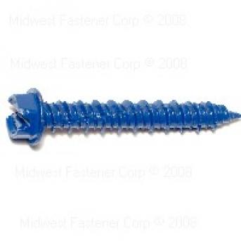 SLOTTED HEX MASONRY SCREWS 1/4 X 1-3/4 BLUE RUSPERT