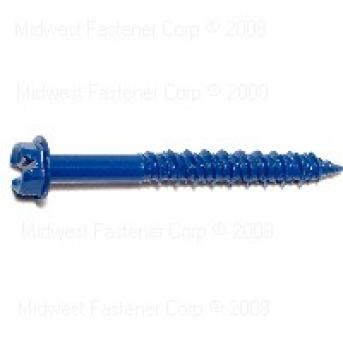 SLOTTED HEX MASONRY SCREWS 1/4 X 2-1/4 BLUE RUSPERT