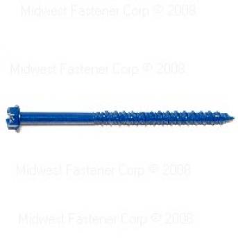 SLOTTED HEX MASONRY SCREWS 3/16 X 3-1/4 BLUE RUSPERT